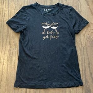 LOFT “Let’s Get Fizzy” Black Graphic Short Sleeve Tee - Size XS